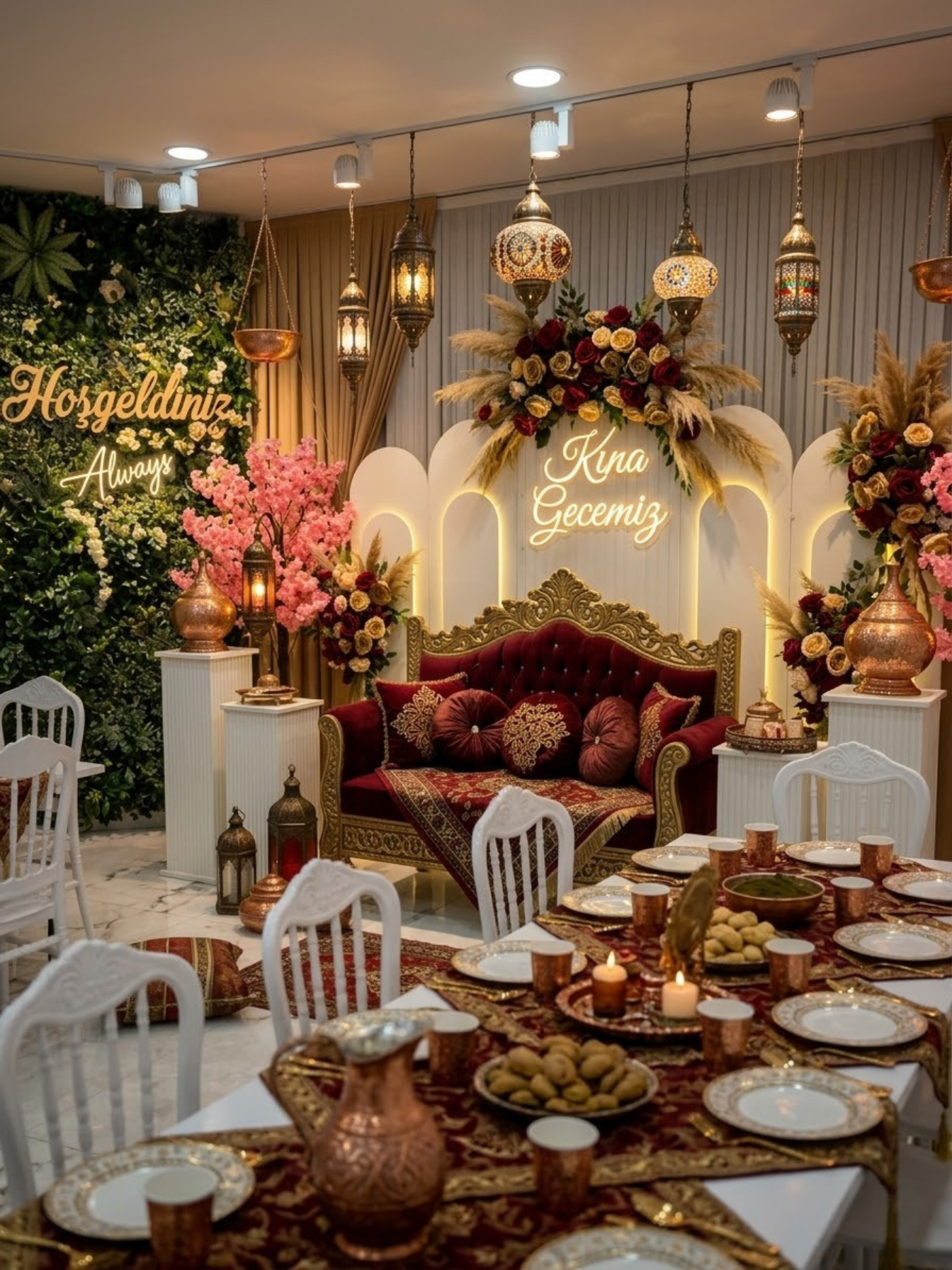 Yemekli kına mekanları Zeytinburnu ve kına gecesi organizasyon fiyatları konsepti